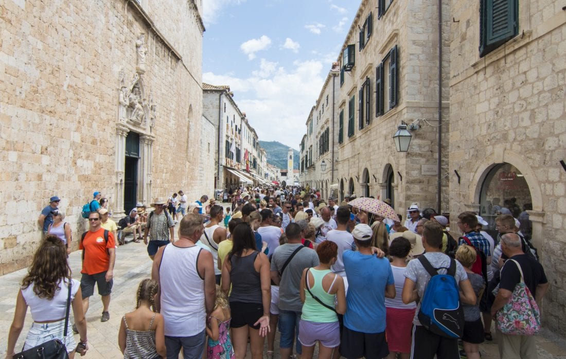 Crowds of tourists in Dubrovnik during high season