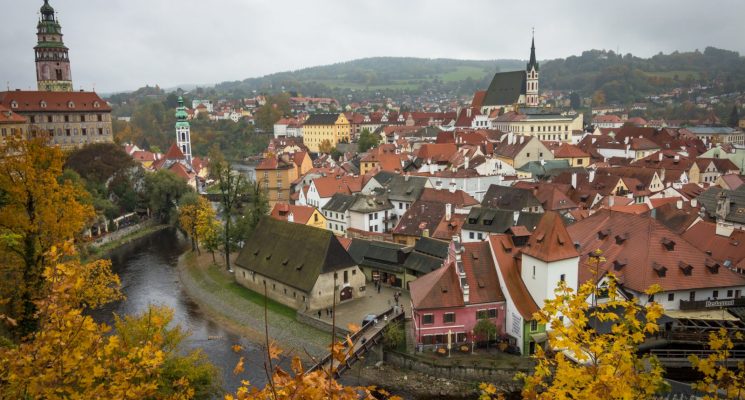 views of old town cesky krumlov in the autumn