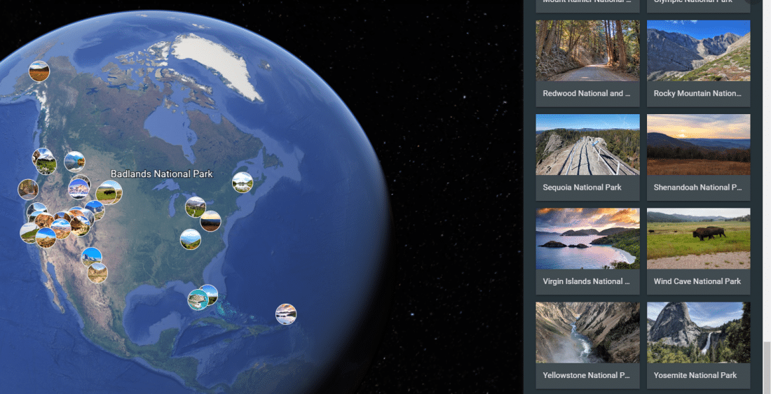 a screen shot of googe earth national parks virtual tours during the pandemic